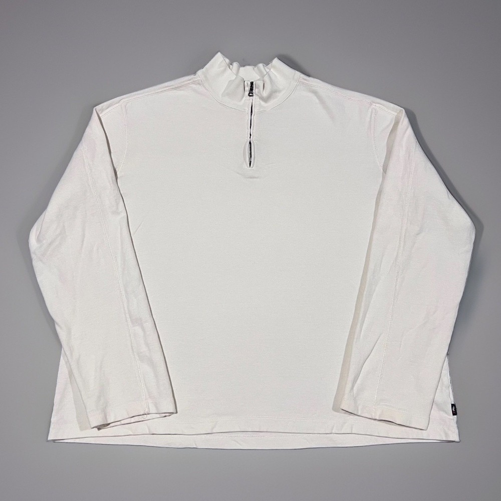 Polo Ralph Lauren Mens Cream White 1/4 Zip Pullover Quiet Sweater Light Soft XL